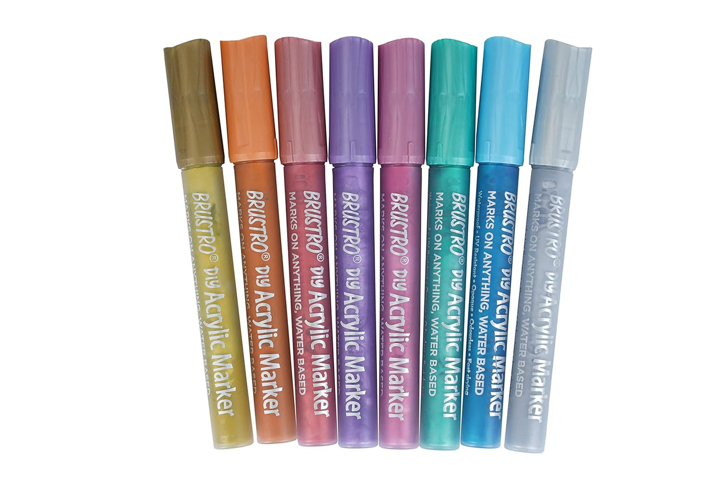 Brustro Acrylic (DIY) Marker Set of 8 (Metallic Shades) for Craftworks, School Projects, and Other Presentations