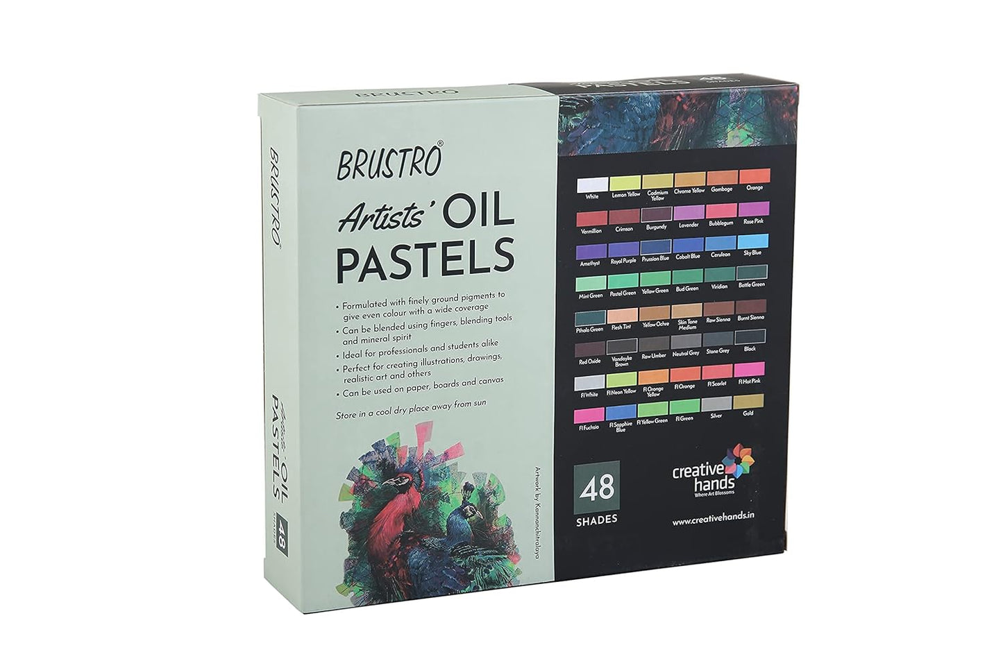 BRUSTRO Artists Oil Pastels | 48 Shades | Smooth, Multicolor, Intermixing, Bright and Intense Colours | Ideal for Students, Professionals, Non-Toxic, School.