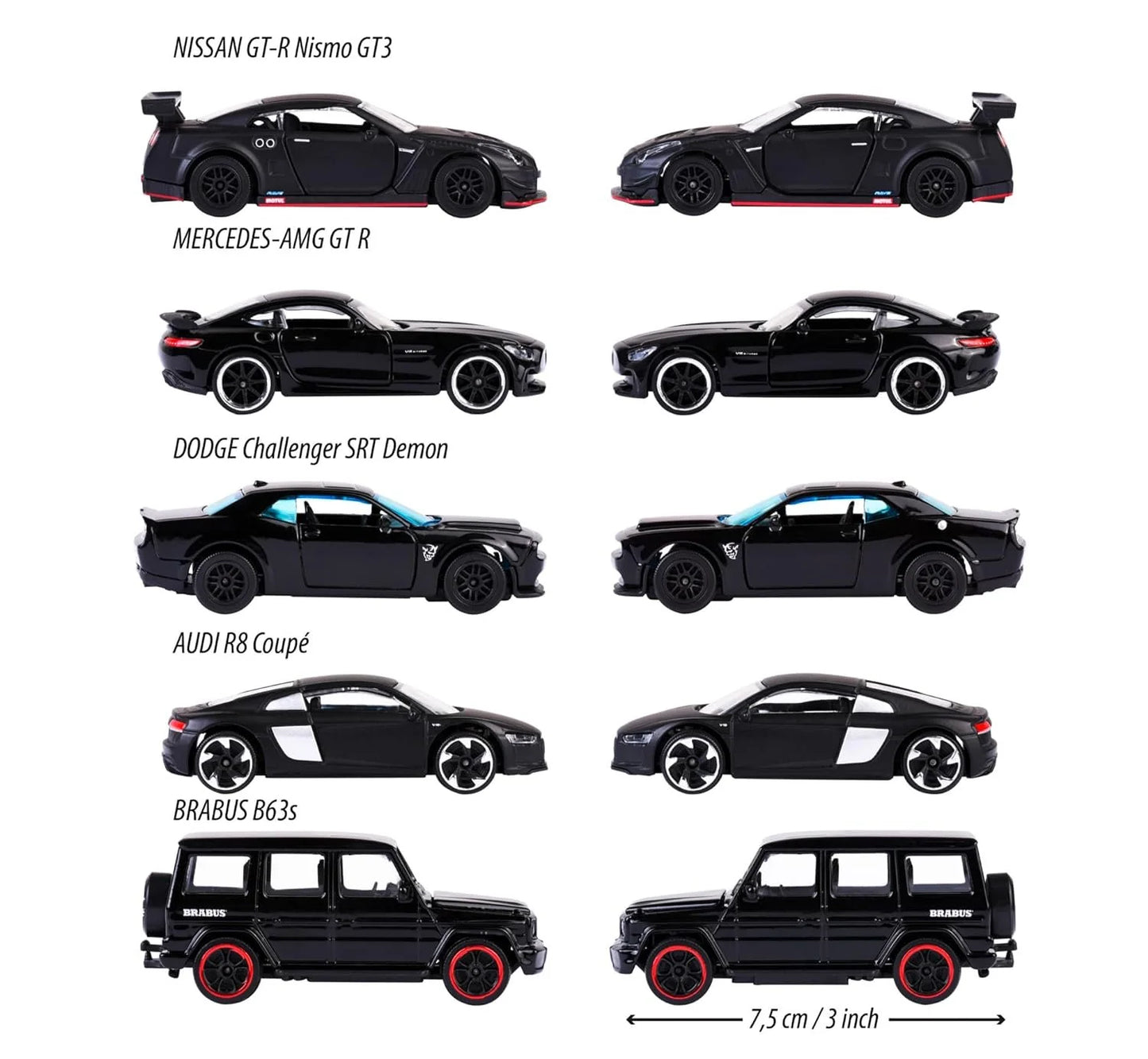 Majorette- Black Edition Giftpack with 5 Black Luxury cars
