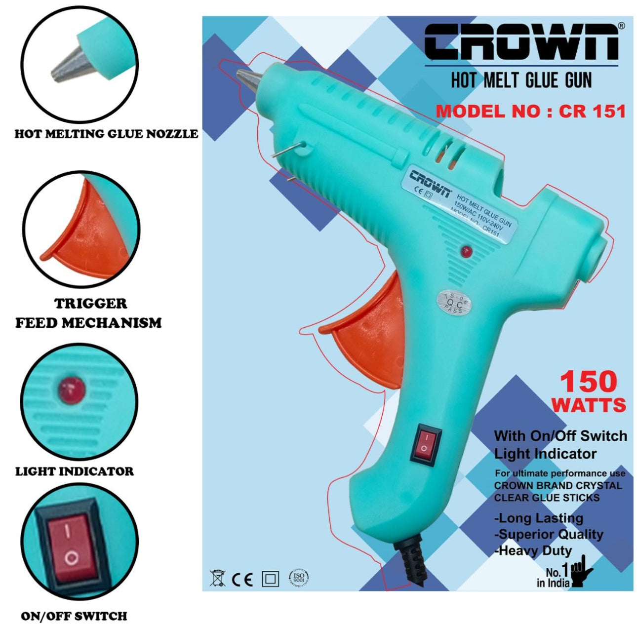 Crown 150 watts CR151 Glue Gun