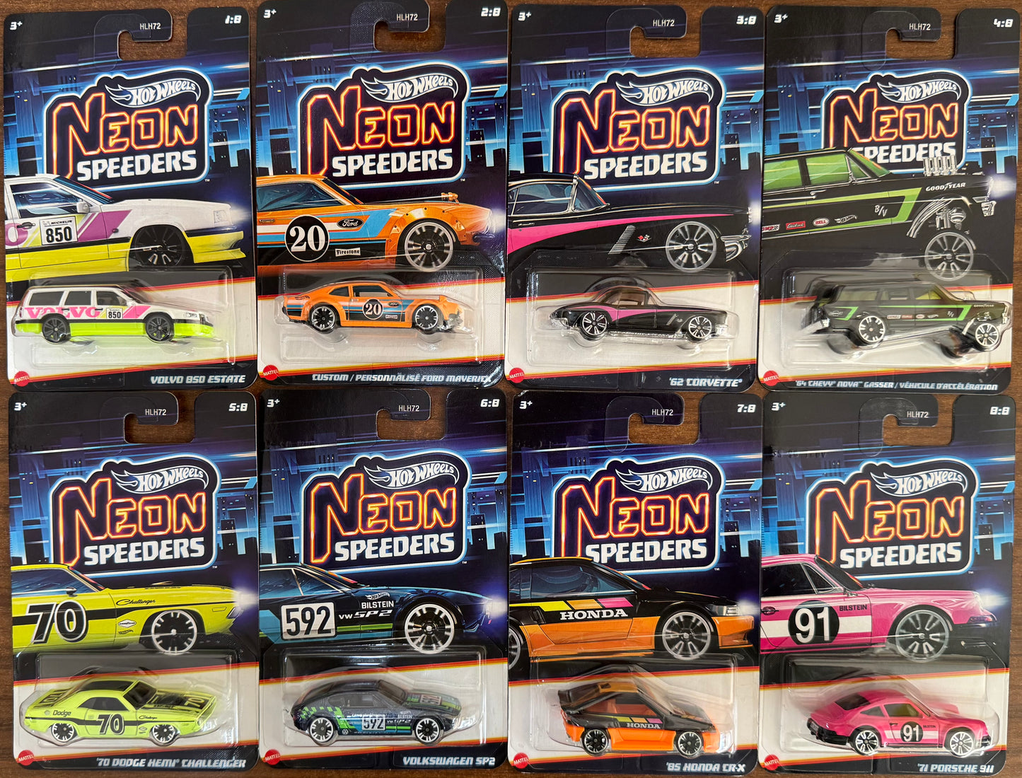 Hot Wheels - Neon Speeders ( Set of 8)