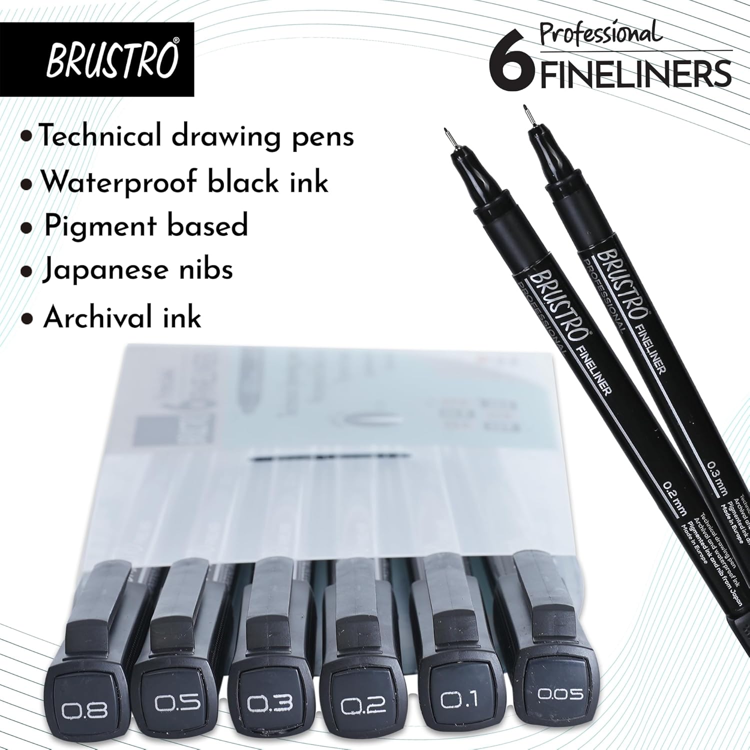 Ink Born Fineliners BRUSTRO Professional Pigment Based Fineliner Pen