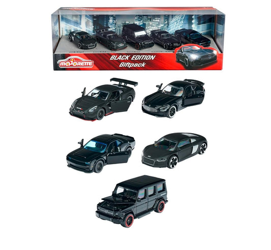 Majorette- Black Edition Giftpack with 5 Black Luxury cars