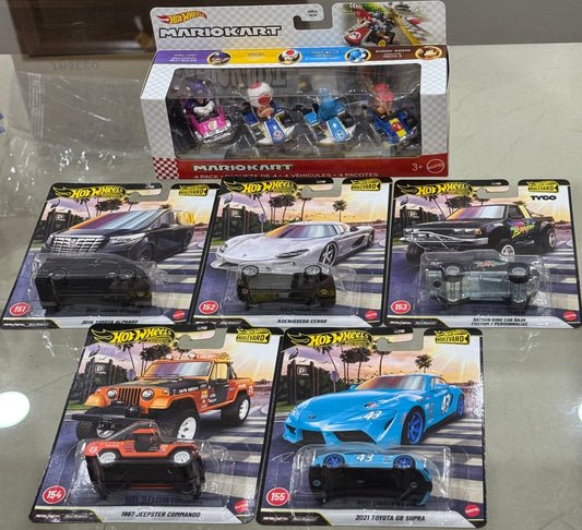 Hot Wheels - Premium Set of 5 + 1 Set of Mariokart