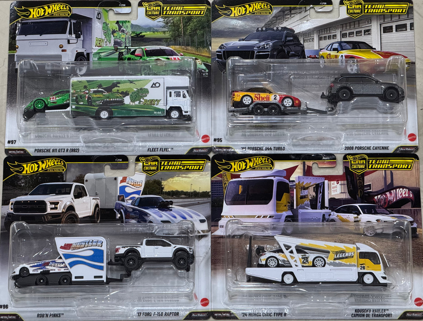 Hot Wheels - Team Transport Set of 4 ( Including Porsche Rexy)