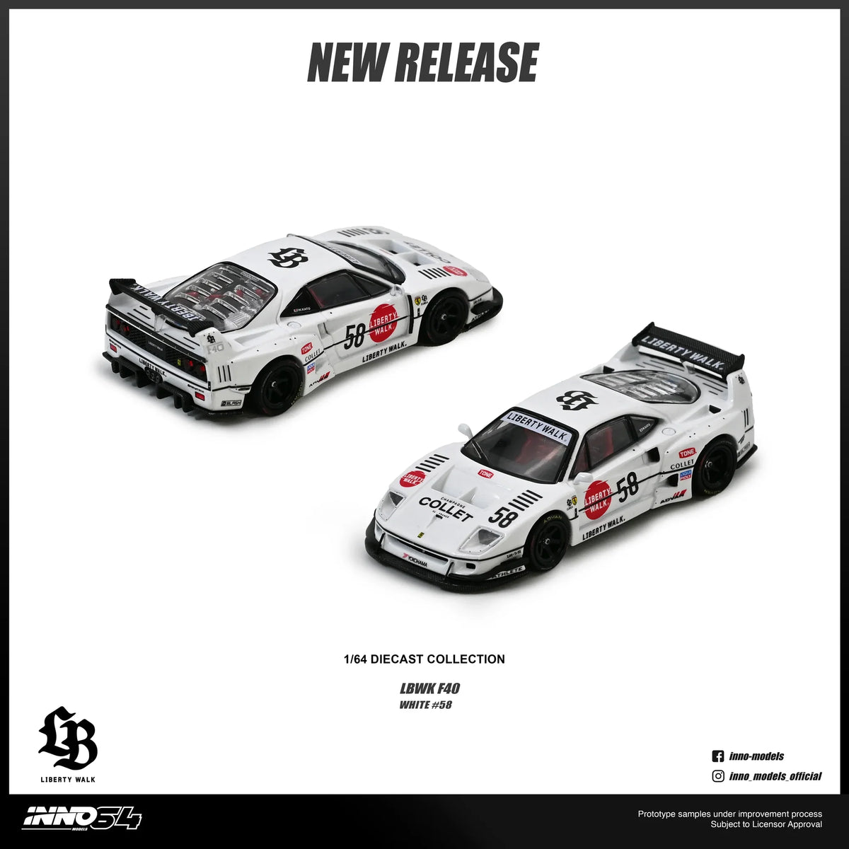 LBWK F40 (White) ,1:64Scale (Chance of Red Chase Car)