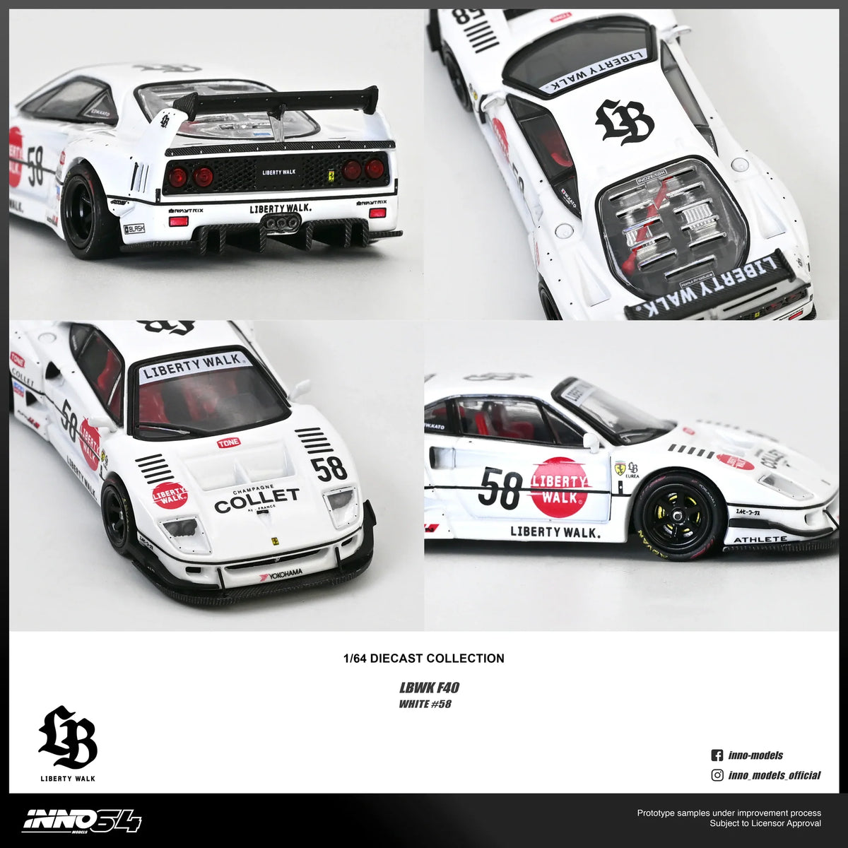 LBWK F40 (White) ,1:64Scale (Chance of Red Chase Car)