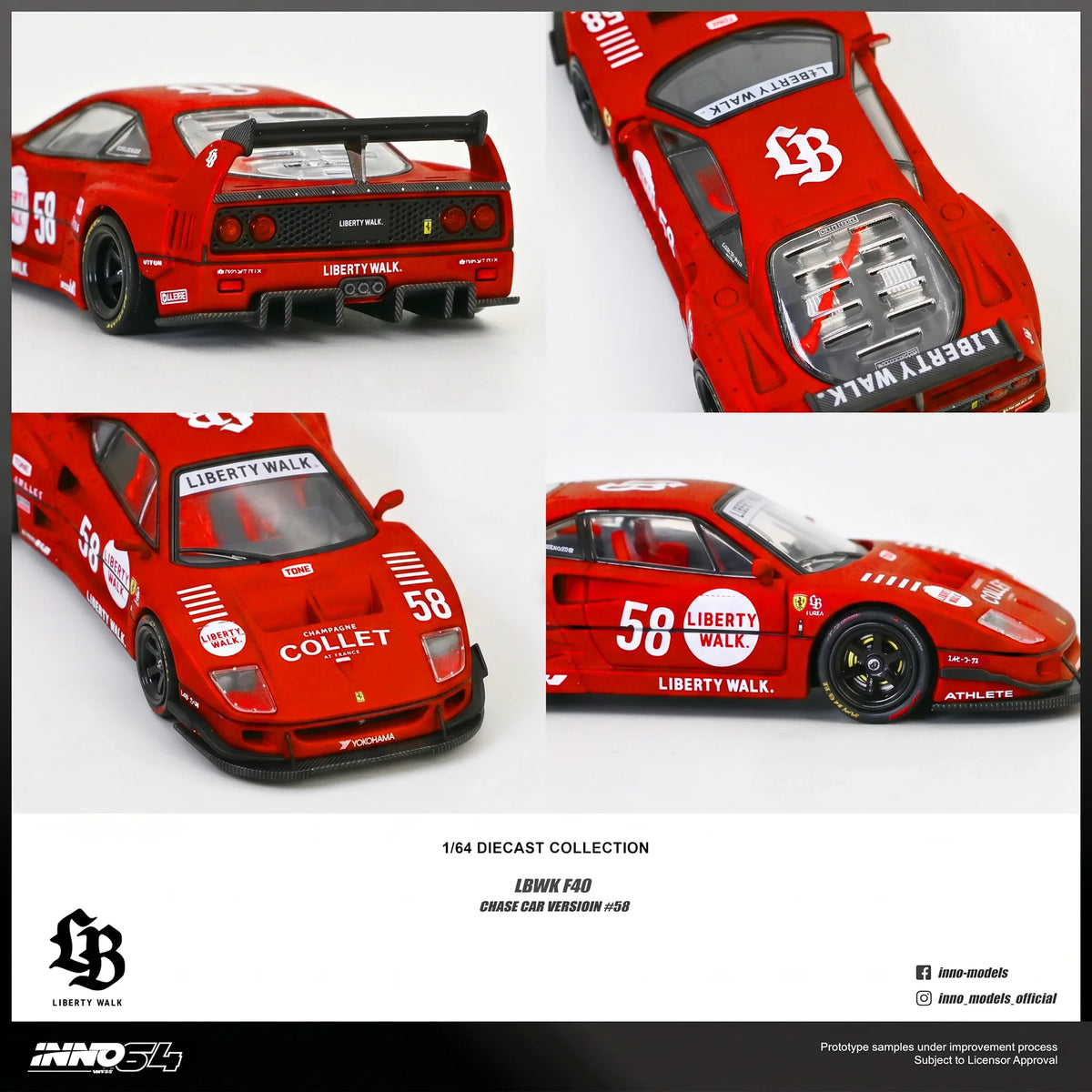 LBWK F40 (White) ,1:64Scale (Chance of Red Chase Car)